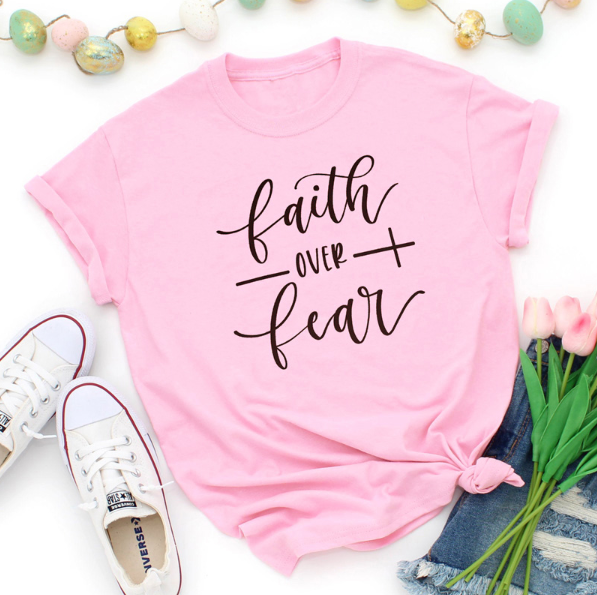 Faith Over Fear Christian T-Shirt Religion Clothing For Women Faith Shirt